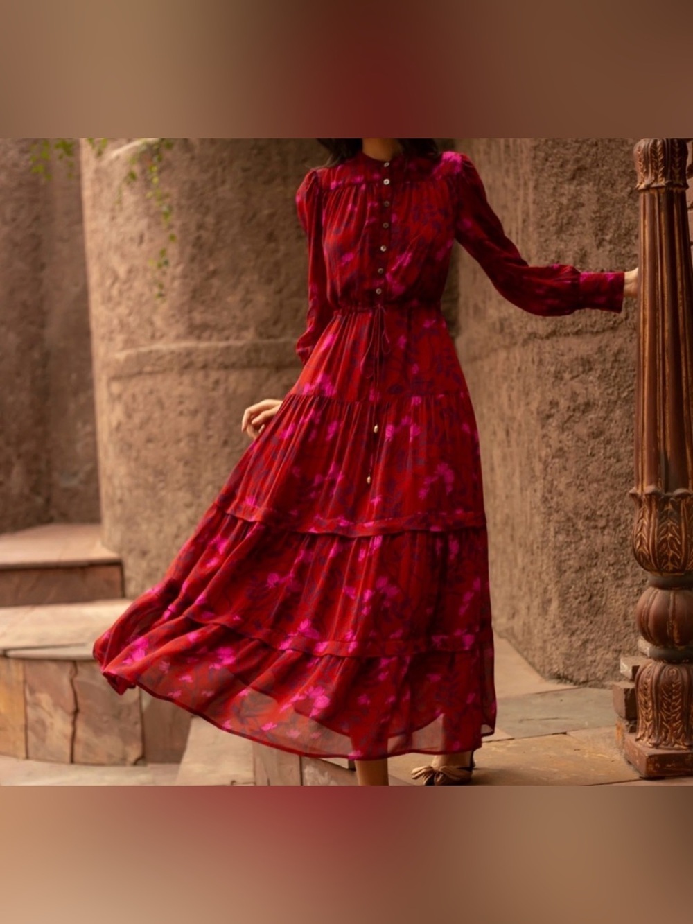 Beyond by Vera Sissi Majorelle Rust Fall Dress - Picture 2 of 8